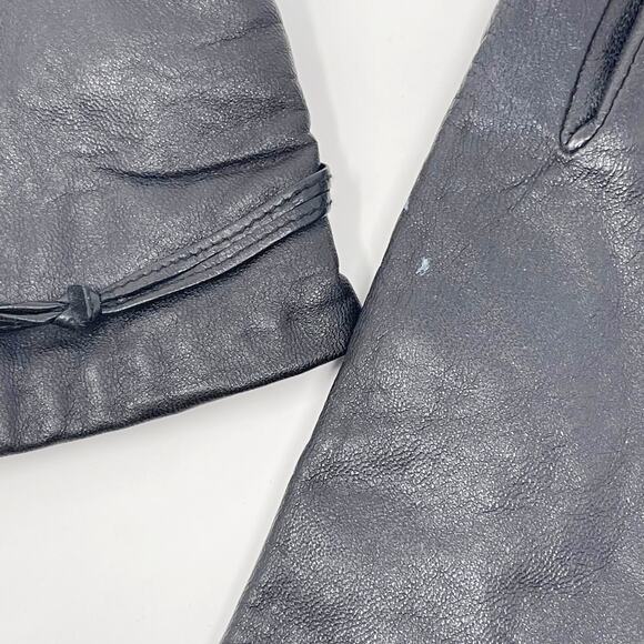 Isotoner Womens Leather Gloves Black Tie Knot - Picture 6 of 11